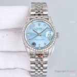 Swiss Rolex 31mm Datejust Ice Blue Jubilee Watch Diamond-set Case